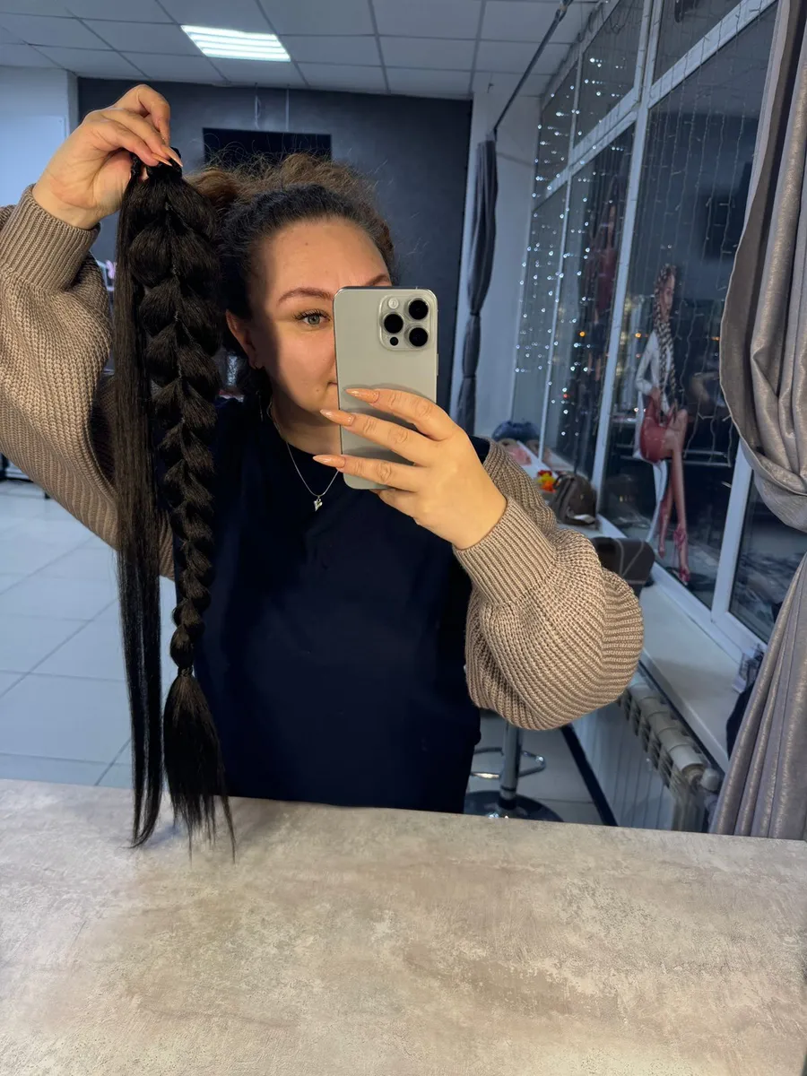 Хвост-коса на резинке французская