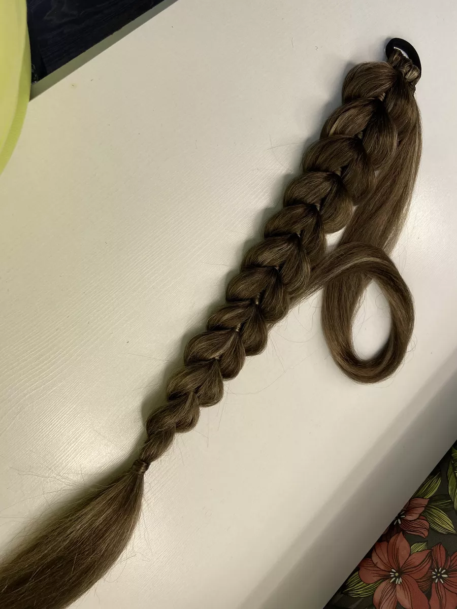 Хвост-коса на резинке французская