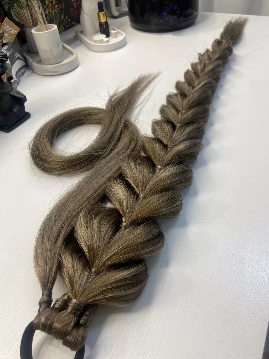 Хвост-коса на резинке французская