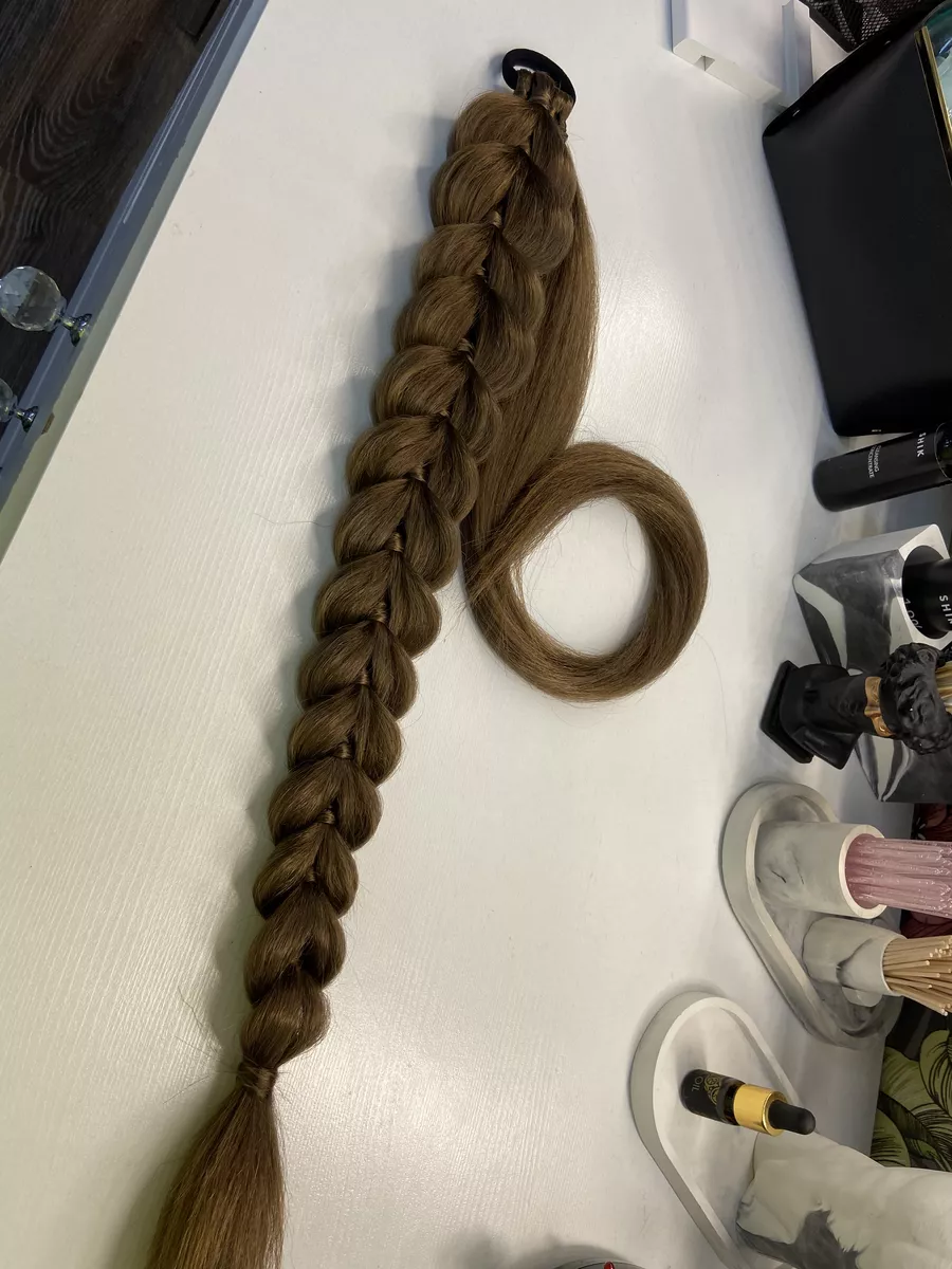 Хвост-коса на резинке французская