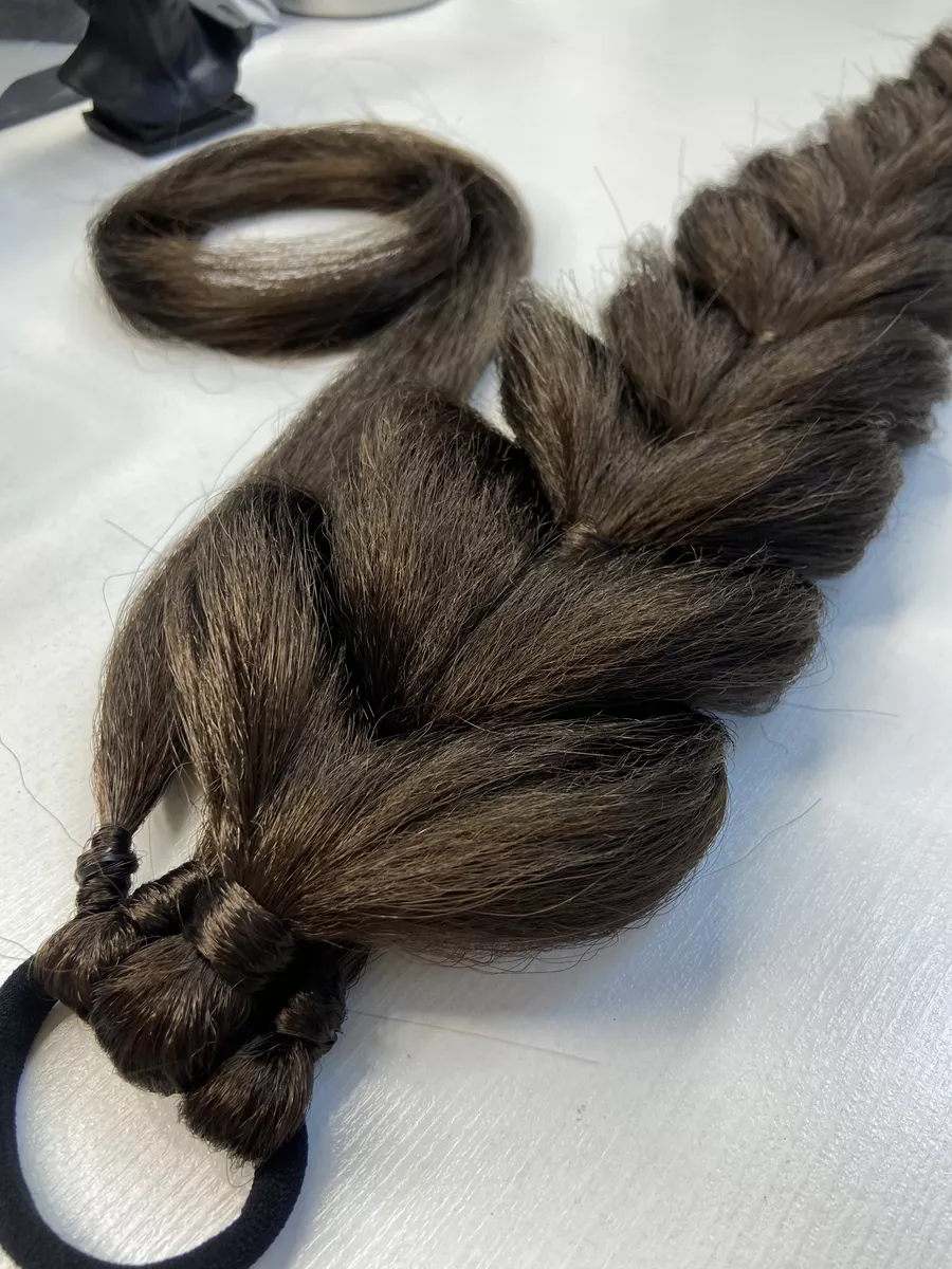 Хвост-коса на резинке французская