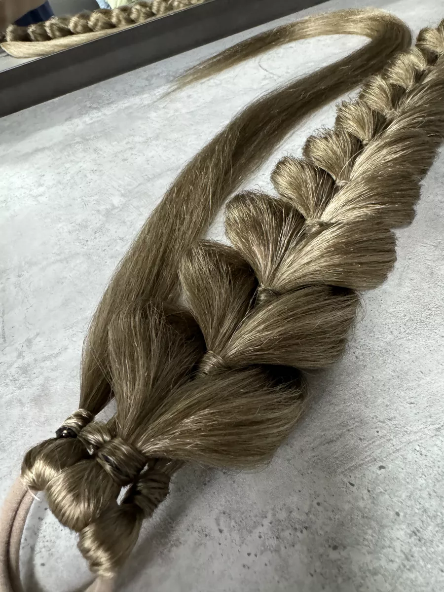 Хвост-коса на резинке французская