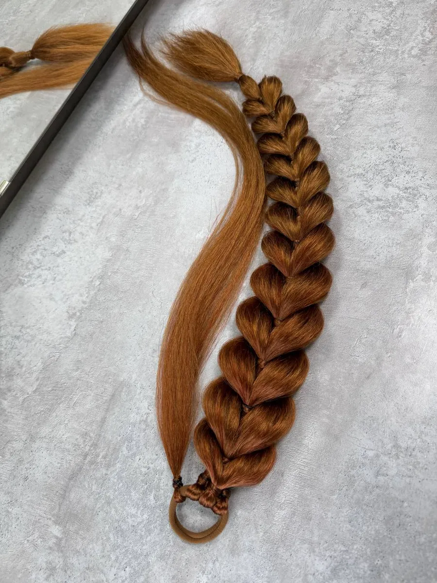 Хвост-коса на резинке французская