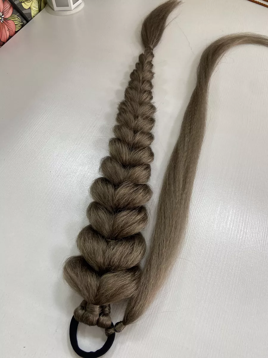 Хвост-коса на резинке французская