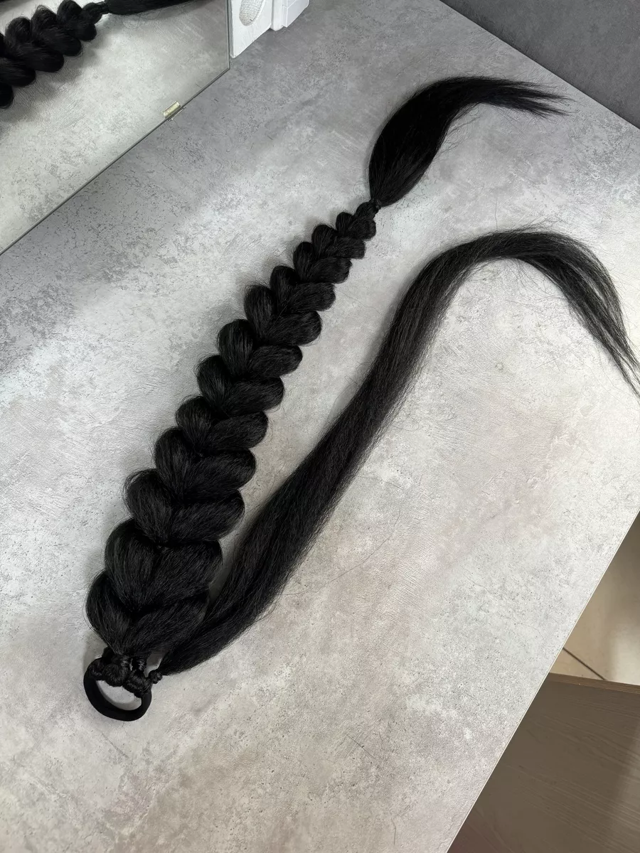 Хвост-коса на резинке французская