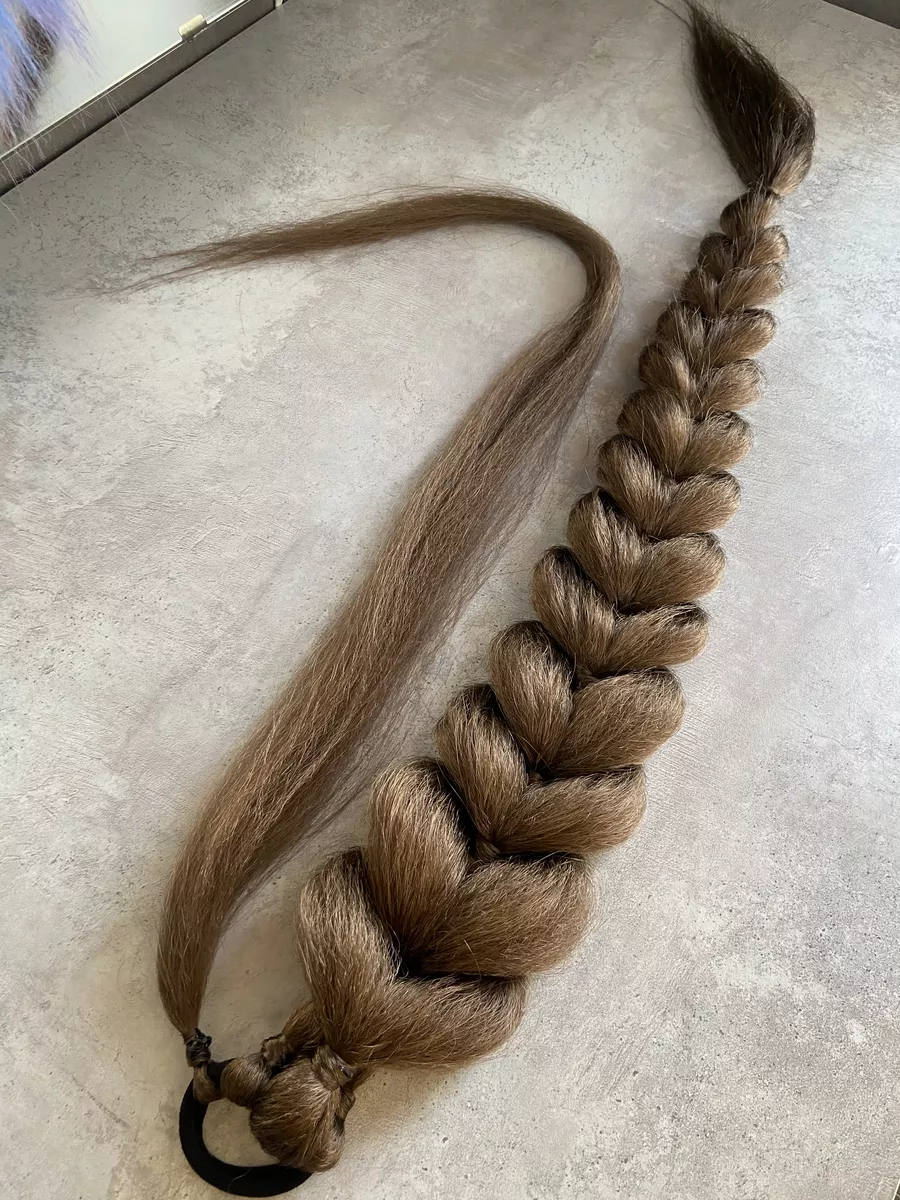 Хвост-коса на резинке французская