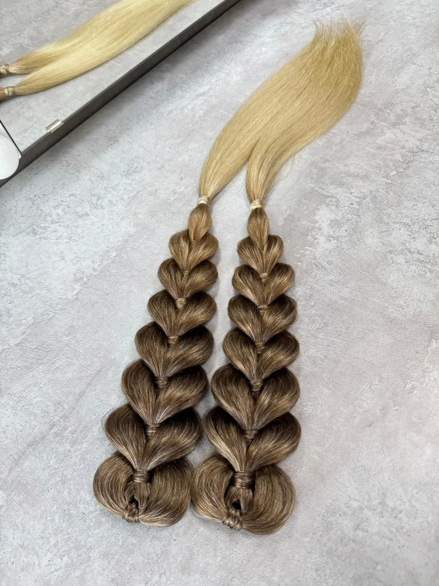 Французские косы с хвостами на заколках