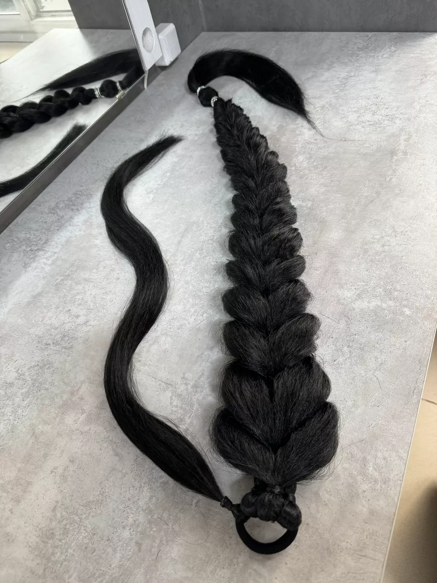 хвост-коса на резинке